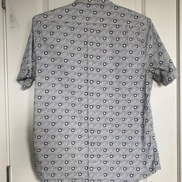 BEN SHERMAN Short Sleeve Retro Blue Print Shirt Sz Medium - Picture 11 of 12